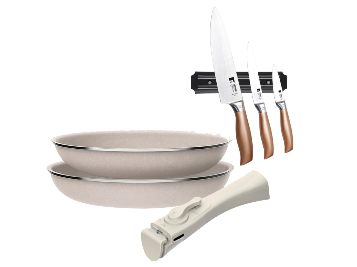 Sartenes de inducción Bergner Clickcook Ø24ø28cm y cuchillos de cocina