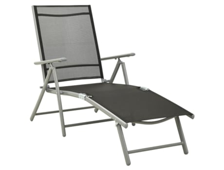 MAISON EXCLUSIVE Tumbona plegable textilene y aluminio negro y plateado