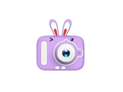 Cámara digital Yizhood con diseño animado, 2000 W, zoom 3x, cámaras duales frontal y trasera, enfoque automático (conejo morado)
