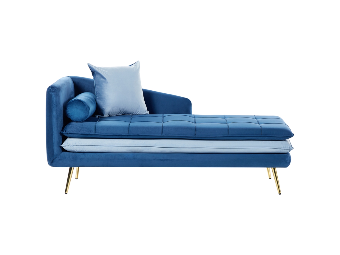 Chaise longue izquierdo BELIANI Gonesse de Terciopelo Azul 160x79x72