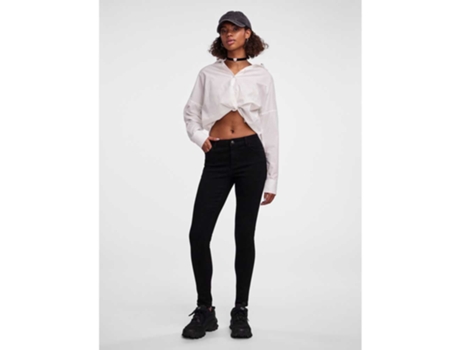Calça PIECES Jeans Cintura Média Dana Skinny Fit Bl102 Preto M / 32 Mulher