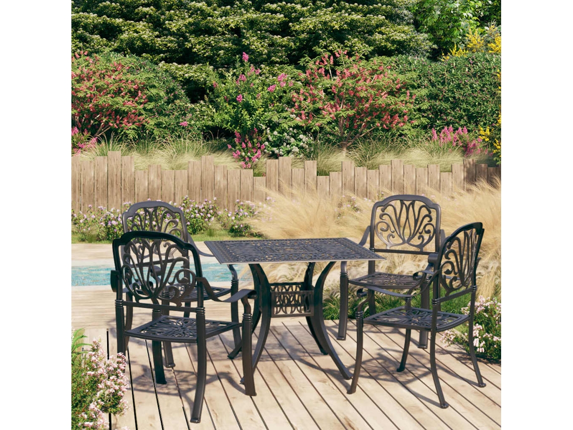 Conjunto bistro de 5 piezas de aluminio fundido negro de DKD Home Decor