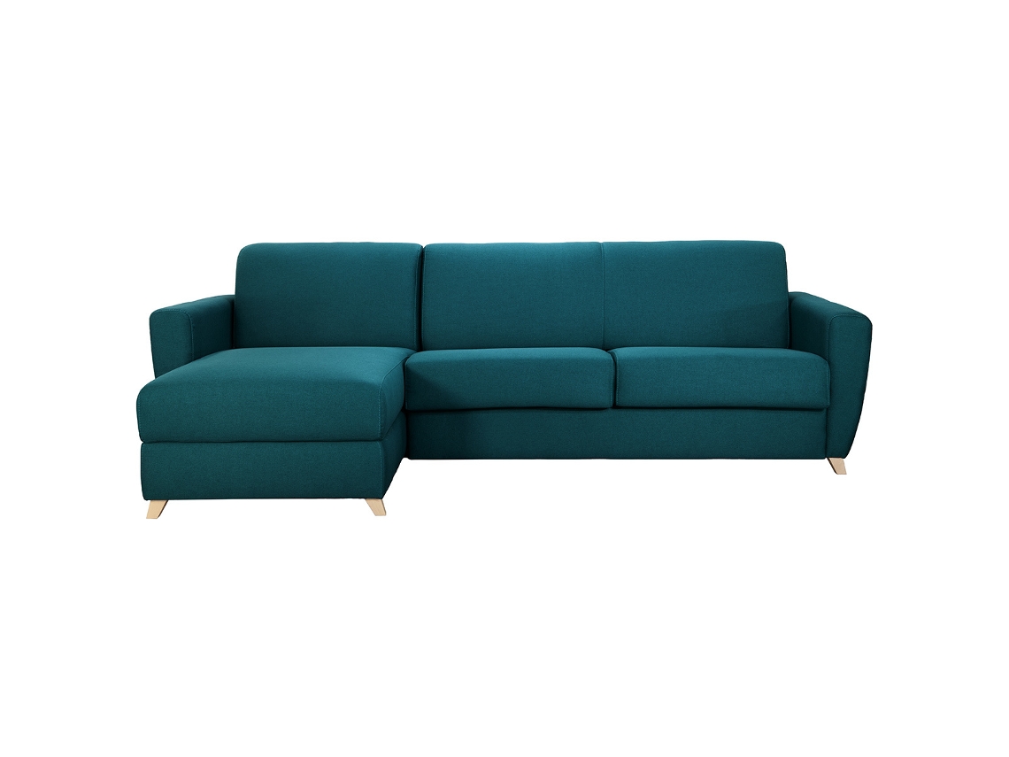 Sofá de Esquina Reversible Y Convertible Con Cofre Azul Petróleo Graham MILIBOO