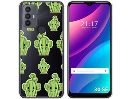 Carcasa para TCL 30 SE TUMUNDOSMARTPHONE Dibujos Transparente Cactus Multicolor