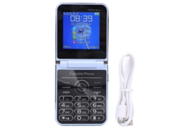 Telefone Flip 2g Para Idosos Com Tela Dupla Botões Grandes Lanterna Led Bateria 1400mah Azul