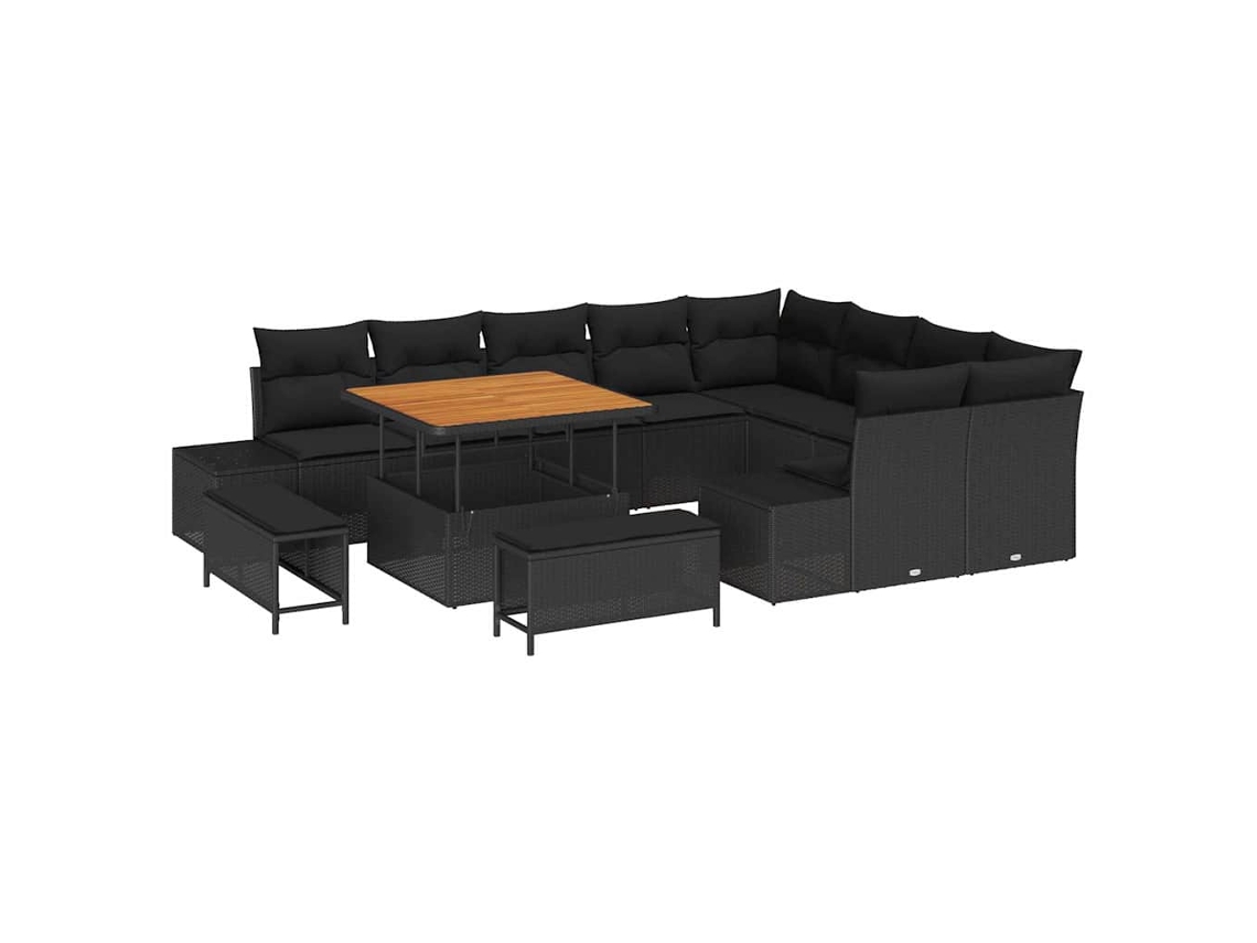 Maison Exclusive - Conjunto De Sofás De Jardín Con Cojín 12 Pcs Negro Poliratán