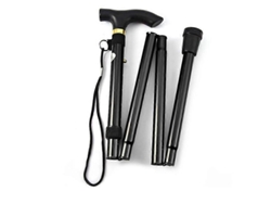 Bastones de senderismo plegables y ligeros para rutas, bastones telescópicos de aluminio plegables - Negro