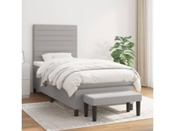 Cama Box Spring Con Colchón Tela Gris Claro 100x200 Cm