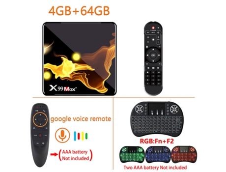 Box Smart Tv X99 Max + S905x3 Chip Wifi Uad Core 4 gb Ram 32 gb 64 gb Wifi 4 + 64G_US plug + G10S + Teclado I8
