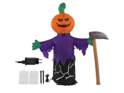 Decoración Hinchable Halloween De 5ft Calabaza Muerte Hacha Con Luces Led Impermeable Ip44 Para Exterior