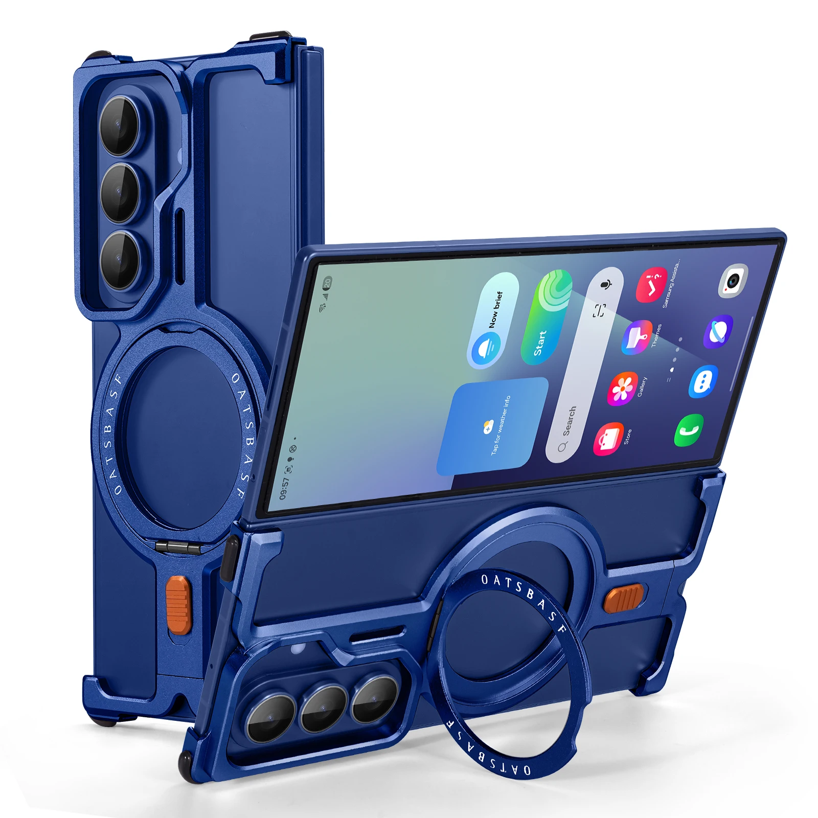 (galaxy Z Fold 7 Azul) Funda Protectora Sin Marco, Soporte Giratorio De 360°, Carga Inalámbrica Magnética.
