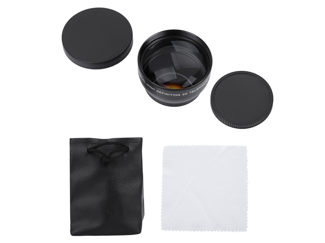 Lente teleconvertidor HD con aumento 2x de 52 mm para cámara con montura de 52 mm.