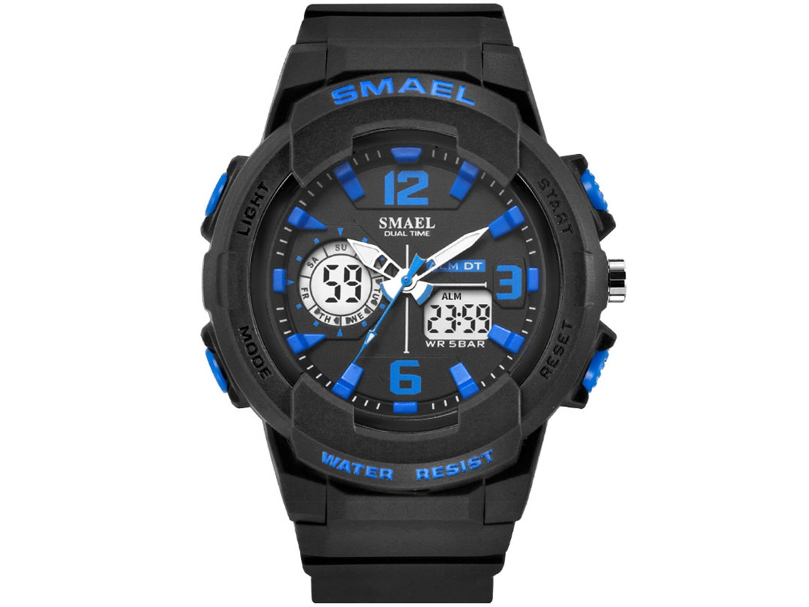 Reloj Deportivo Electrónico Multifuncional Para Hombre Smael Con Correa De Plástico Negro Azul