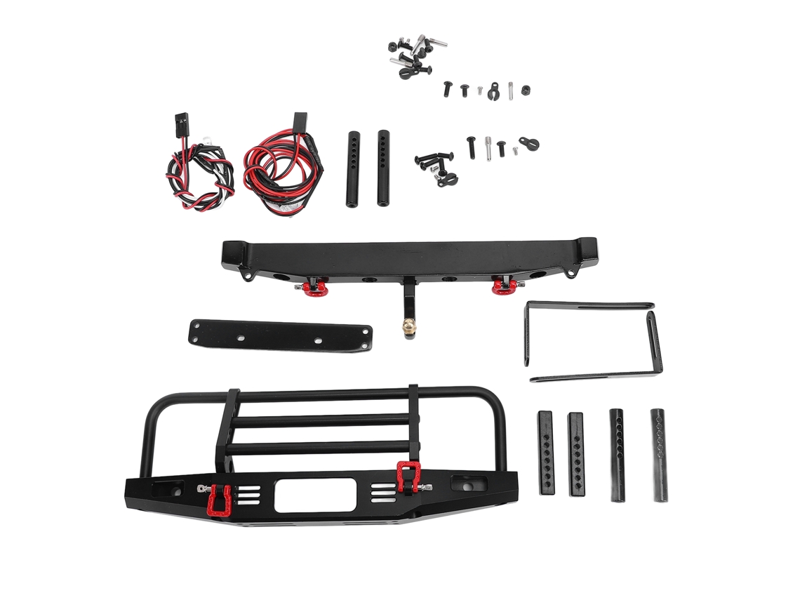 Parachoques Delantero Y Trasero De Metal Con Luces Led Para Axial Scx10 Scx10ii 90046 1/10 Rc Crawler