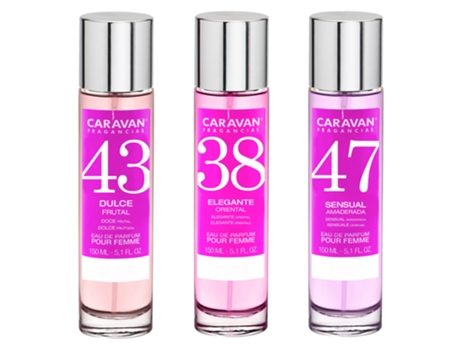 3x CARAVAN Perfume de Mujer Nº43 Nº38 Nº47 - 150ml