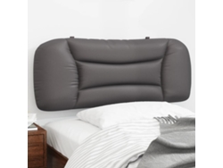 Cabecero De Cama Acolchado Cuero Sintético Gris 100 Cm