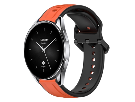 Correa de reloj inteligente para Xiaomi Watch S2 46 mm 22 mm Bucle convexo de silicona bicolor (naranja + negro)