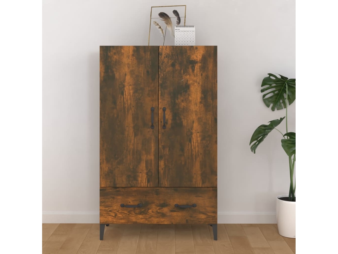 Aparador De Madera Contrachapada Roble Ahumado 70x31x115 Cm