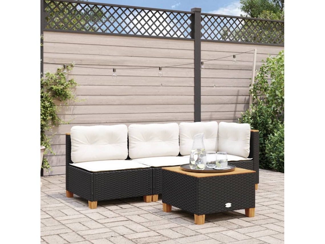 Sofá de jardín de 3 plazas con cojines DKD Home Decor en mimbre negro