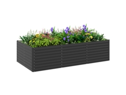 Macetero rectangular galvanizado para exteriores - Base abierta - 240 x 120 x 60 cm, Gris