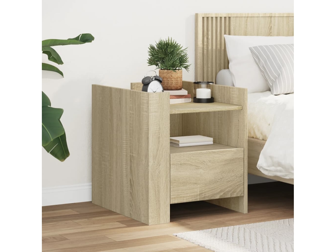 Mesita de noche de 45 x 50 x 50 cm, derivados de la madera de roble Sonoma, DKD HOME DECOR