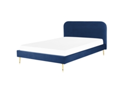 Cama con somier BELIANI Flayat de Terciopelo Azul 193x215x109