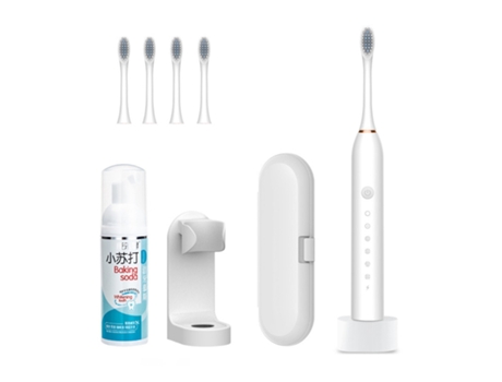 Cepillo de dientes eléctrico HHZ Base ultrasónica recargable 4 cabezales de cepillo Soporte para maleta Mousse de limpieza
