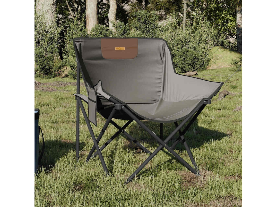Sillas de camping plegables DKD Home Decor de 2 piezas con bolsillos en gris