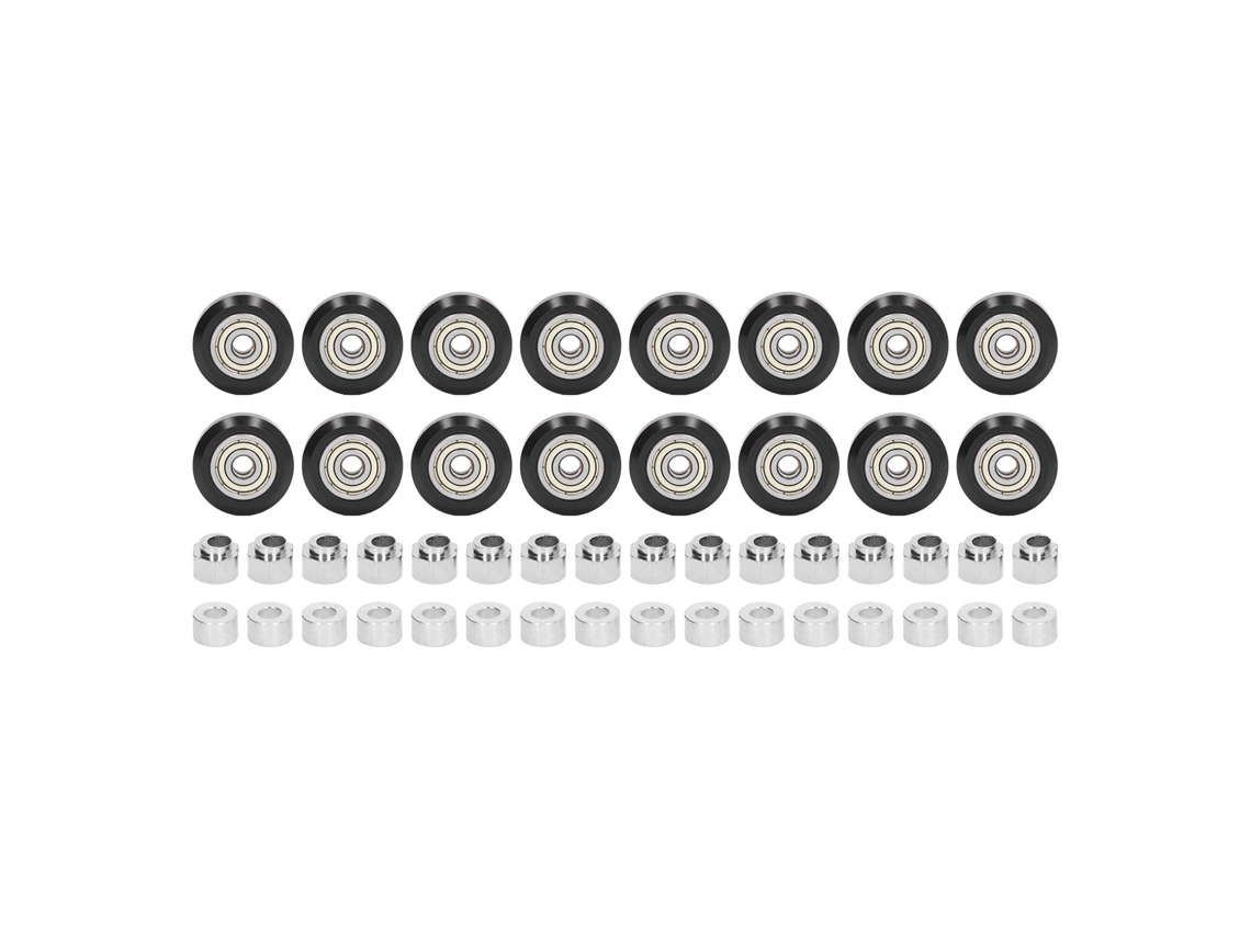 Juego De 48 Poleas De Rueda De Pom Y Acero De Precisión Para Impresora 3d, Color Negro, Baja Fricción.