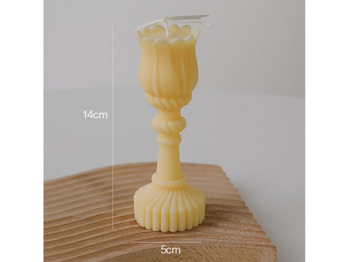 Vela Aromática De Forma De Tulipán Exquisita Romántica Regalo Para Hogar Dormitorio Decoración De Boda Amarilla (manzanilla)