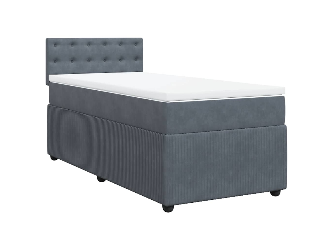 Maison Exclusive - Cama Box Spring Con Colchón Terciopelo Gris Oscuro 90x190 Cm