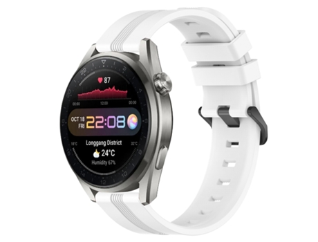 Correa de reloj inteligente para Huawei Watch 3 Correa de reloj Slicone a rayas cóncavas de 22 mm (blanco)