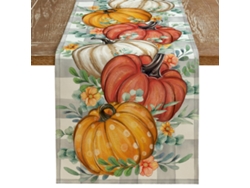 Decoración de mesa otoñal con calabazas, setas y hojas, para interior y exterior NEVEANCE