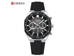 (reloj Masculino Con Cinta Negra, Caja Y Esfera En Plata) Reloj Masculino, Resistente Al Agua, Con Calendario, Reloj De Cuarzo Con Seis Agujas