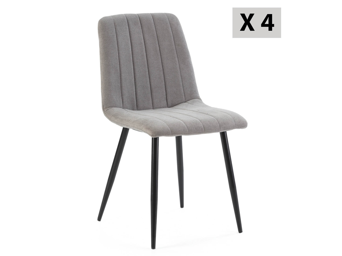 Conjunto de 4 Cadeiras Sagi Estofadas Cinza VS VENTA-STOCK 45 x 56 x 84