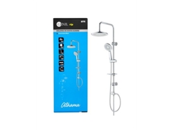 Columna de ducha Alaha cromada de 1,5 m con 3 funciones y cabezal de ducha de Ø22 cm