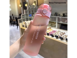 Botella de agua deportiva de plástico transparente de 780 ml con tapa antifugas Mdug (versión rosa 1)