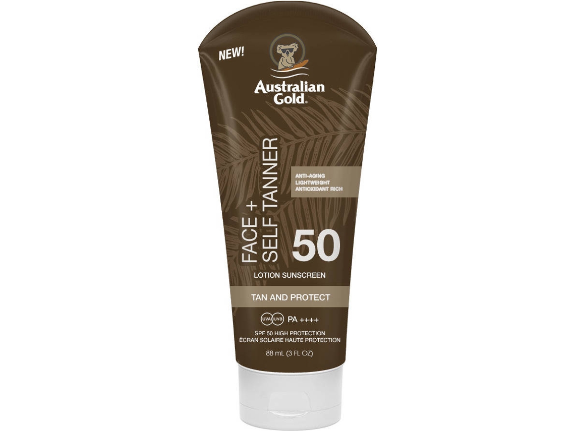 Protector Solar de Rostro con Auto Bronceador AUSTRALIAN GOLD SPF 50 (88 ml)