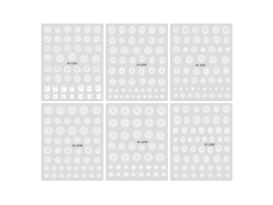 12 hojas de pegatinas navideñas 3D para uñas para mujeres, niñas y niños, decoración de uñas con copos de nieve.