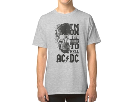 Camiseta ROCKINSTONE Im On The Highway To Hell Algodón para Hombre (S - Gris)