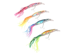 4 Señuelos Artificiales De Calamar De 23 Cm Para Pesca En Agua Dulce Y Salada Con Ojos 3d.