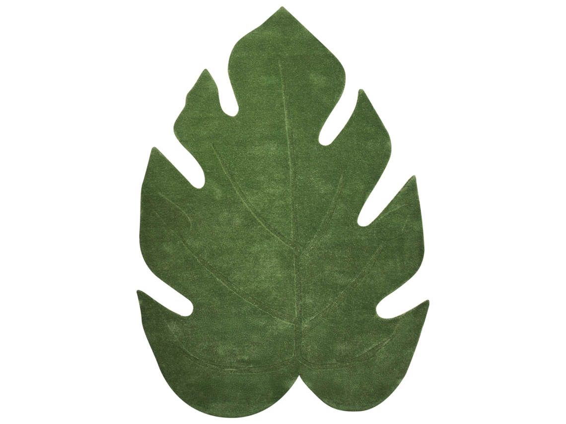 Tapete De Lã Tufado À Mão Em Forma De Folha Beliani Nainital De Lã Verde 160x230
