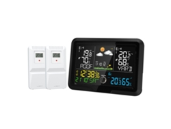 Estación meteorológica digital con sensor, pantalla HD, pronóstico del tiempo, presión atmosférica, fase lunar, sin marca.