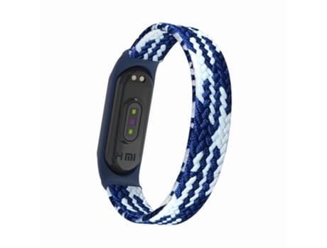 Correa de nailon elástico talla L para Xiaomi Mi Band 3/4/5 - azul/blanco