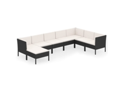 Conjunto 8 de muebles de jardín VIDAXL y cojines ratán sintético negro