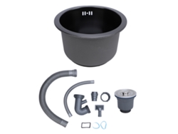 Fregadero Mini Redondo Acero Inoxidable 304 Para Cocina Con Colador 28cm Negro Nano