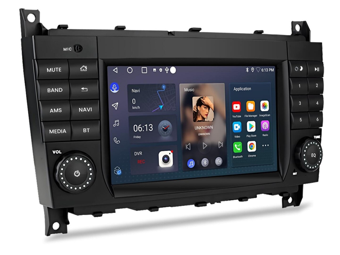 Gps Para Mercedes Benz W203 C209 Clc Android 13 Rádio | 4-core | 2gb 32gb | 9 Hd Ips | Carplay/android Auto Sem Fio | Dsp Áudio