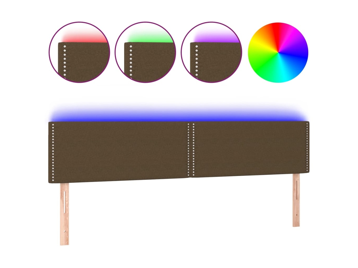 Maison Exclusive - Cabecero Con Led De Tela Marrón Oscuro 200x5x78/88 Cm