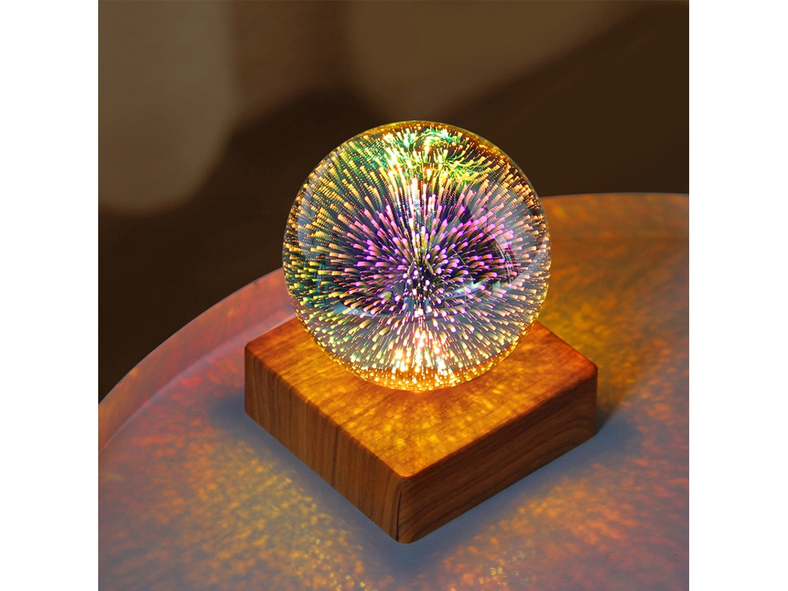 Bola Cristal 3d Usb Proyección Fuegos Artificiales Led Para Decoración Habitación Salón
