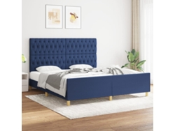 Estructura De Cama Con Cabecero De Tela Azul 180x200 Cm